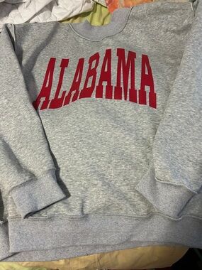 Reversible Alabama Arch Logo Gray Crewneck Sweatshirt - Red Print